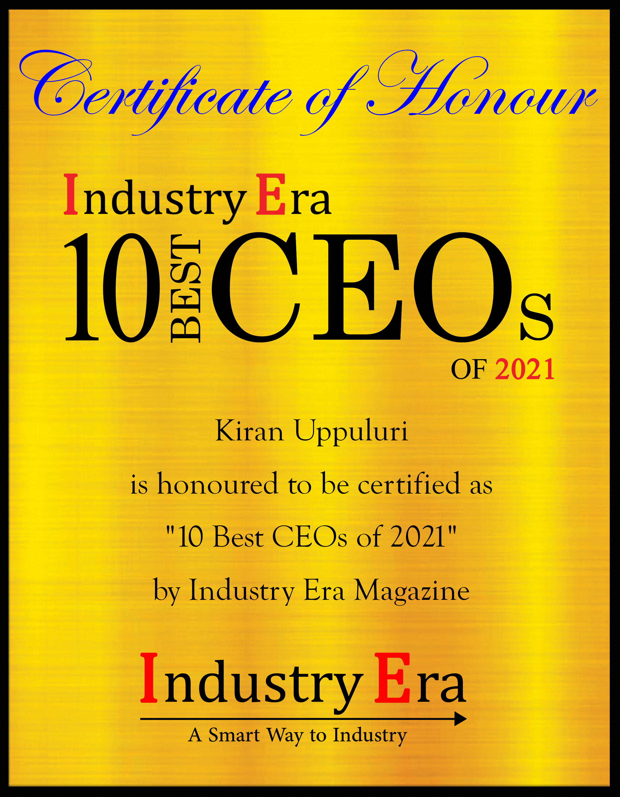 Kiran Uppuluri Founder and CEO  of verteXD, Best CEOs of 2021