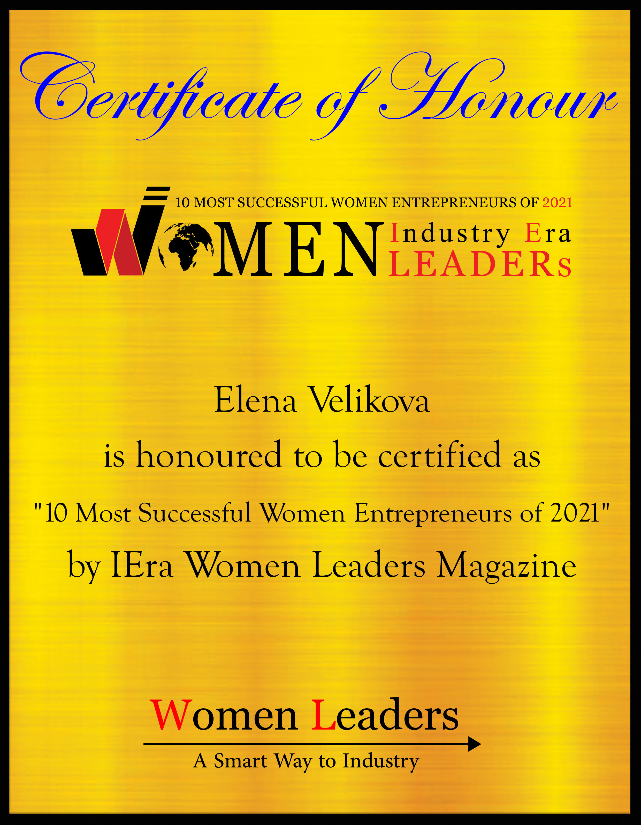 Elena Velikova CEO and Co-founder of AirDesigns, Most Successful Women Entrepreneurs of 2021