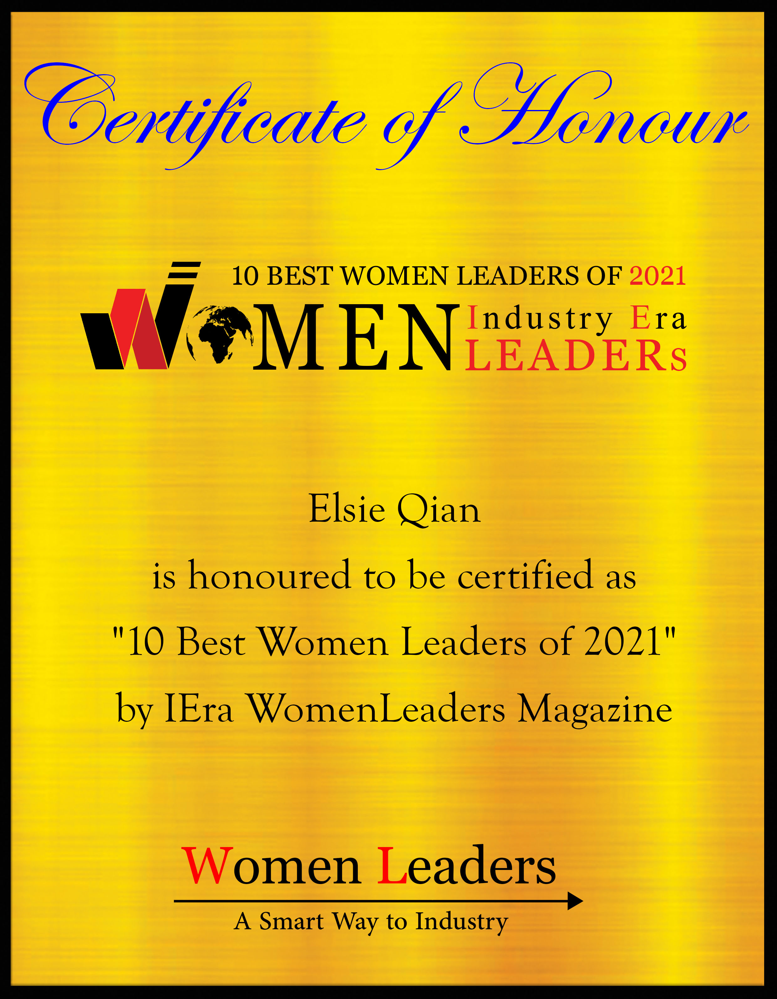 Elsie Qian, CEO Americas, Apex Logistics International Inc, Best WomenLeaders of 2021