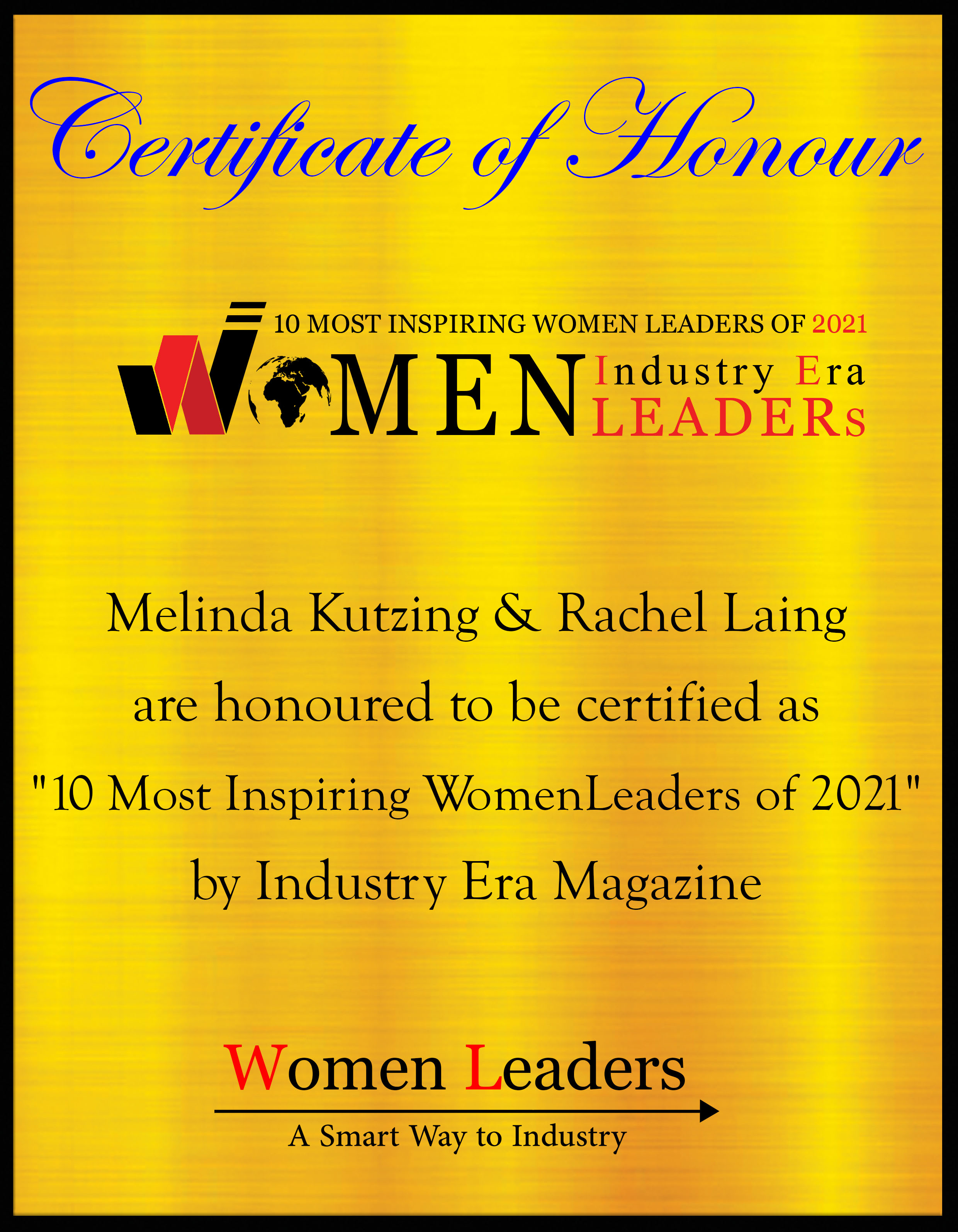 Melinda Kutzing & Rachel Laing, Managing Directors at Bionest Partners, Most Inspiring WomenLeaders of 2021