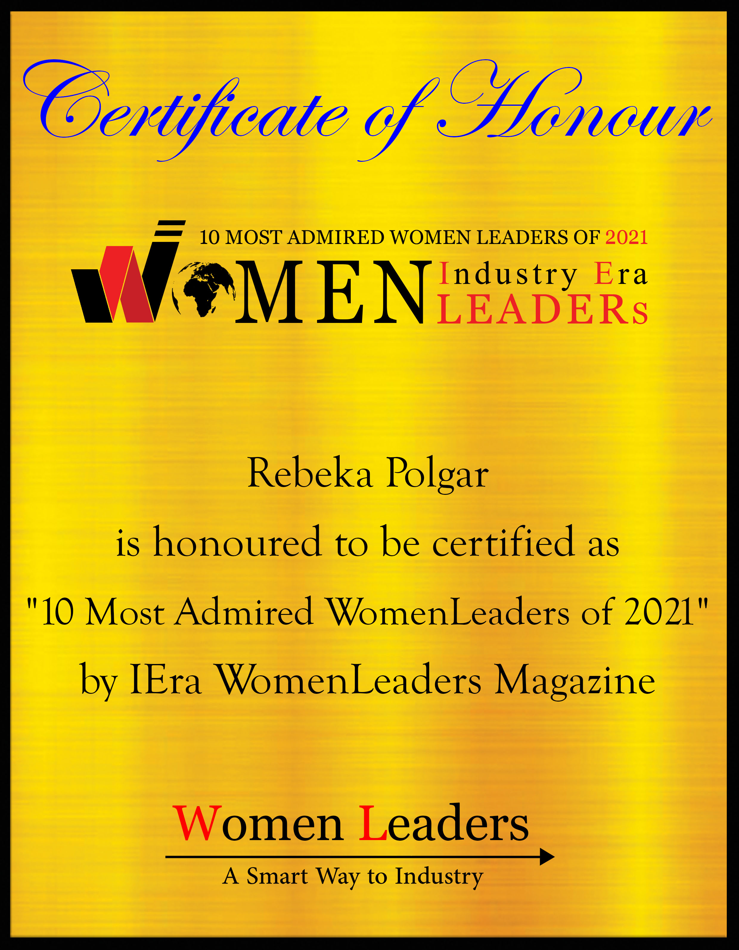Rebeka Polgar, Director Of Finance And Operations at CDG, Most Admired WomenLeaders of 2021
