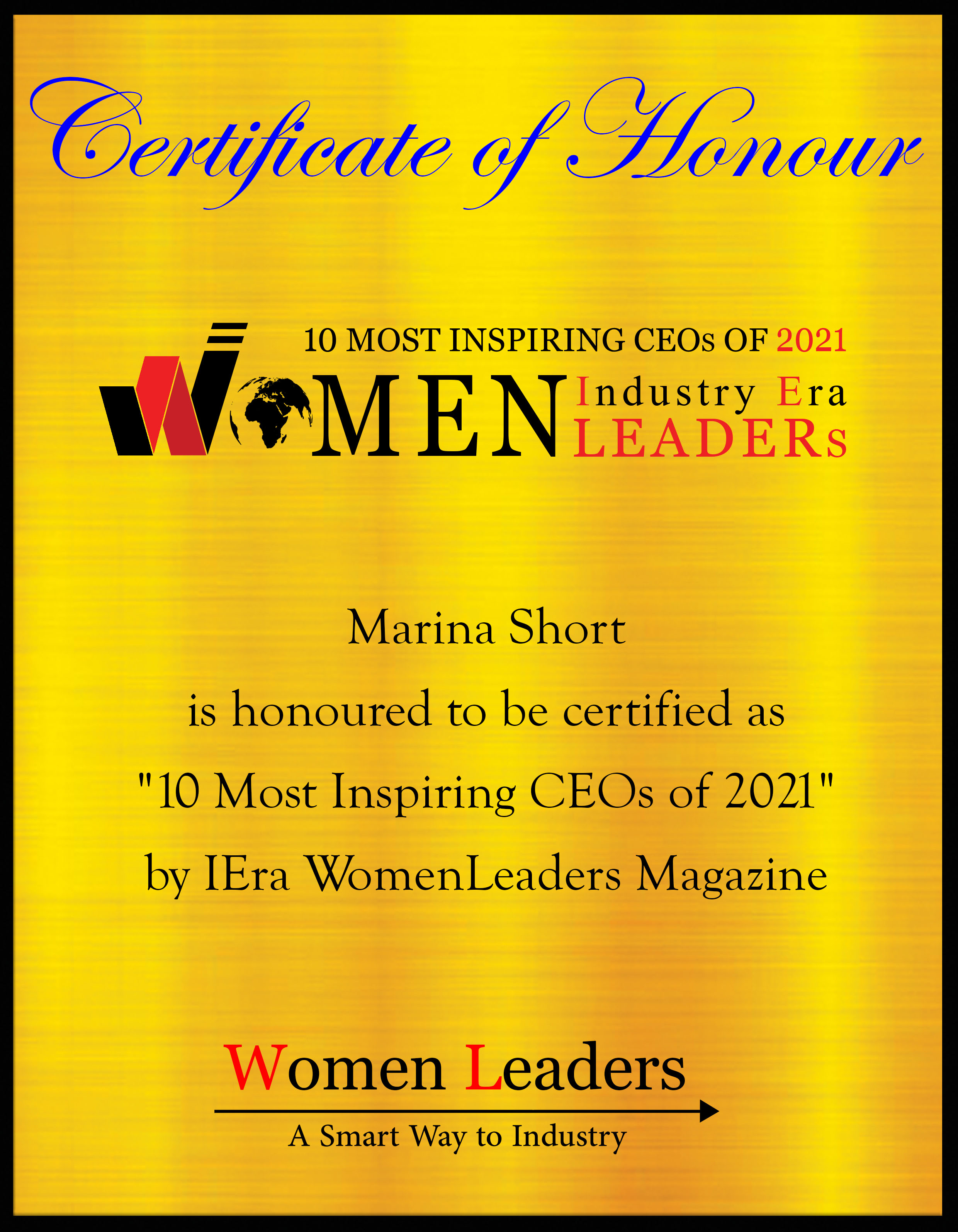 Marina Short, CEO of Consumer Profile Bureau, Most Inspiring CEOs of 2021