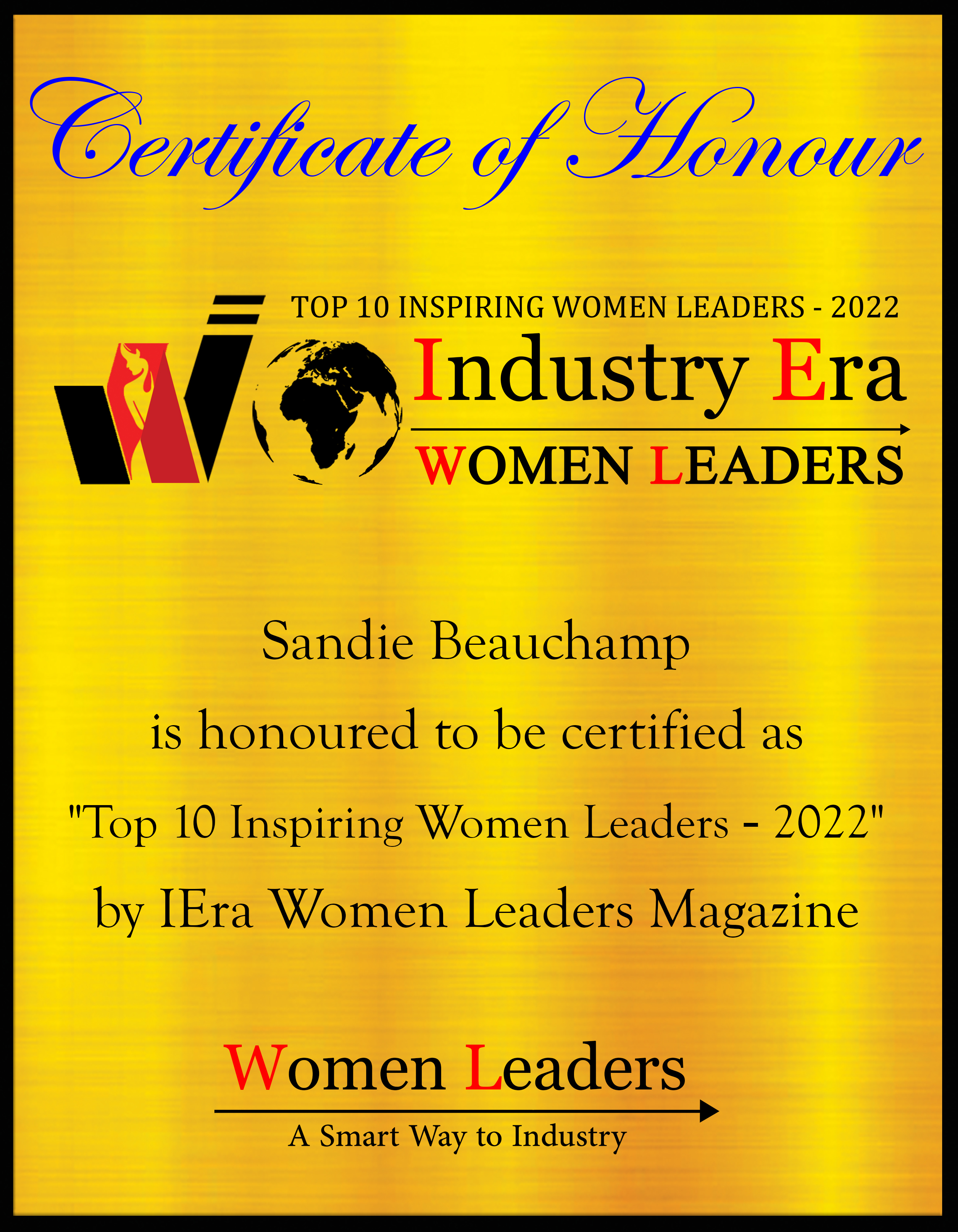 Sandie Beauchamp, Chief Experience Officer of Clean the World, Top 10 Inspiring Women Leaders of 2022