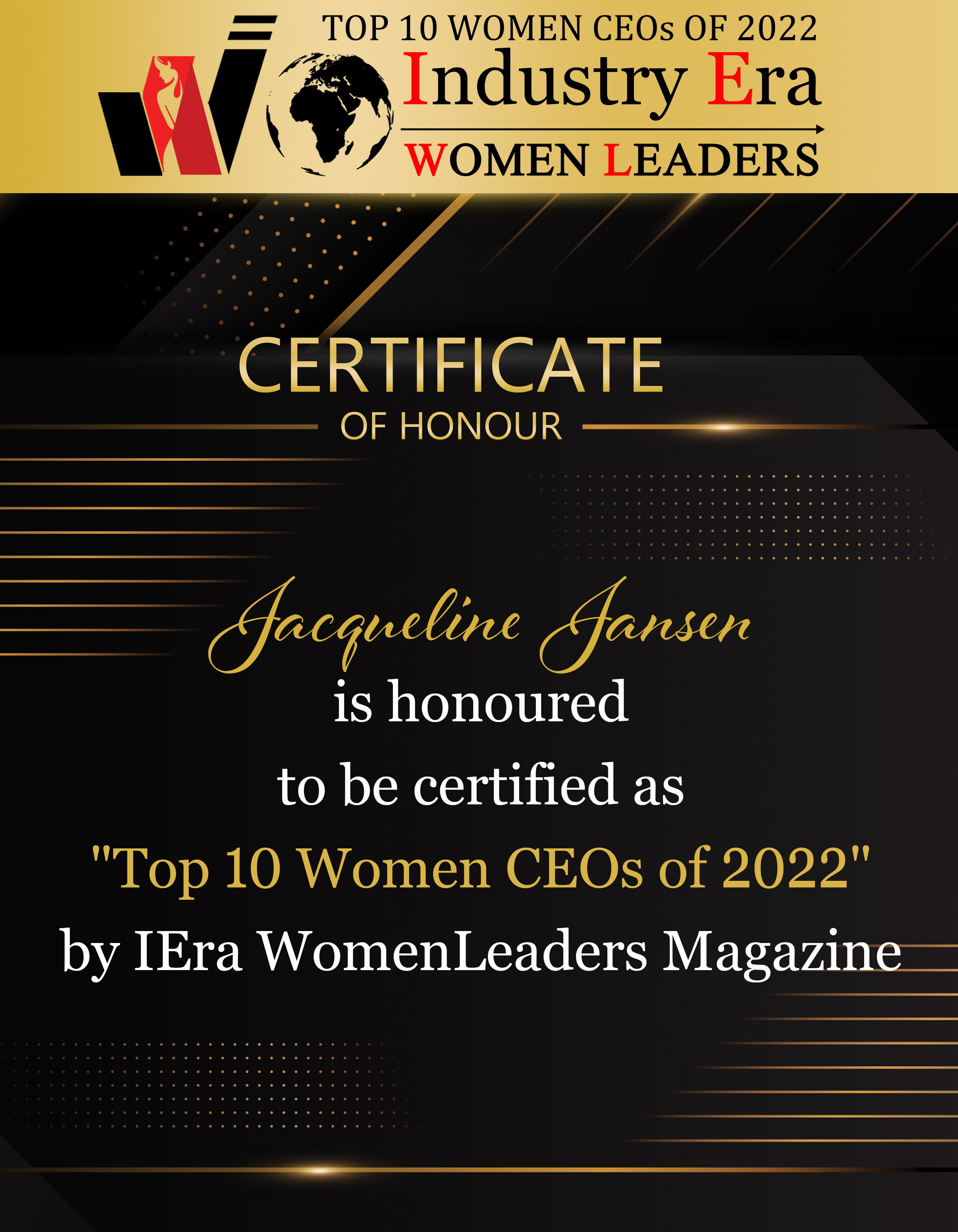 Jacqueline Jansen, CEO of Curinde, Top 10 Women CEOs of 2022
