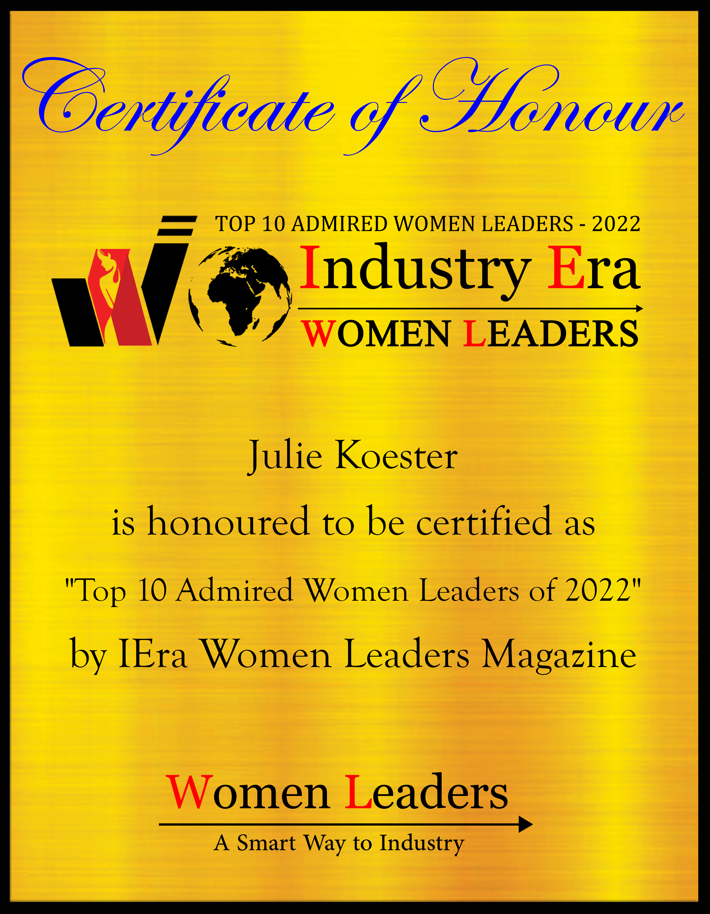 Julie Koester, Founder, Managing Partner & President of Dragon Horse Ad Agency, Top 10 Admired Women Leaders of 2022
