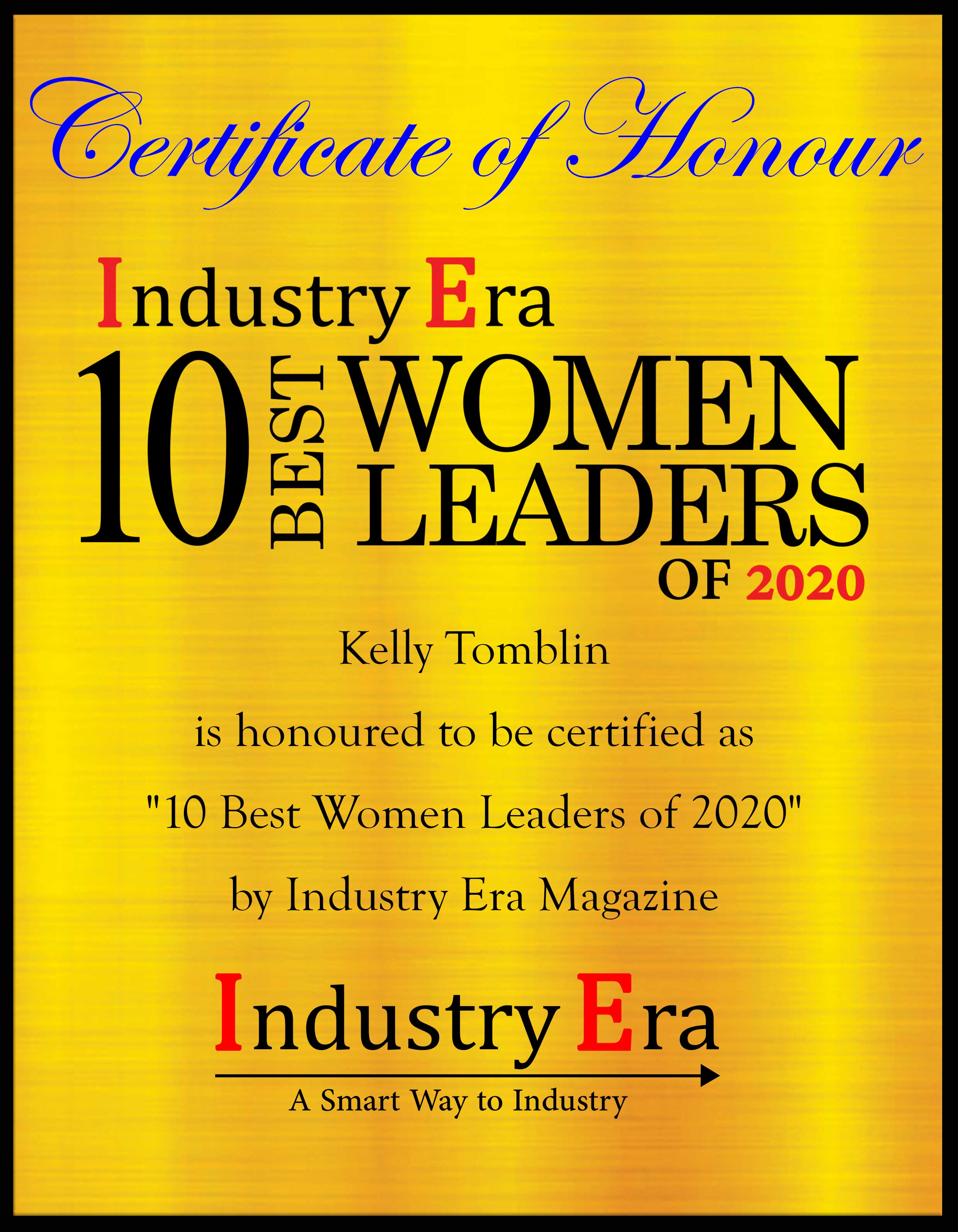 Kelly Tomblin, CEO of El Paso Electric Company Certificate