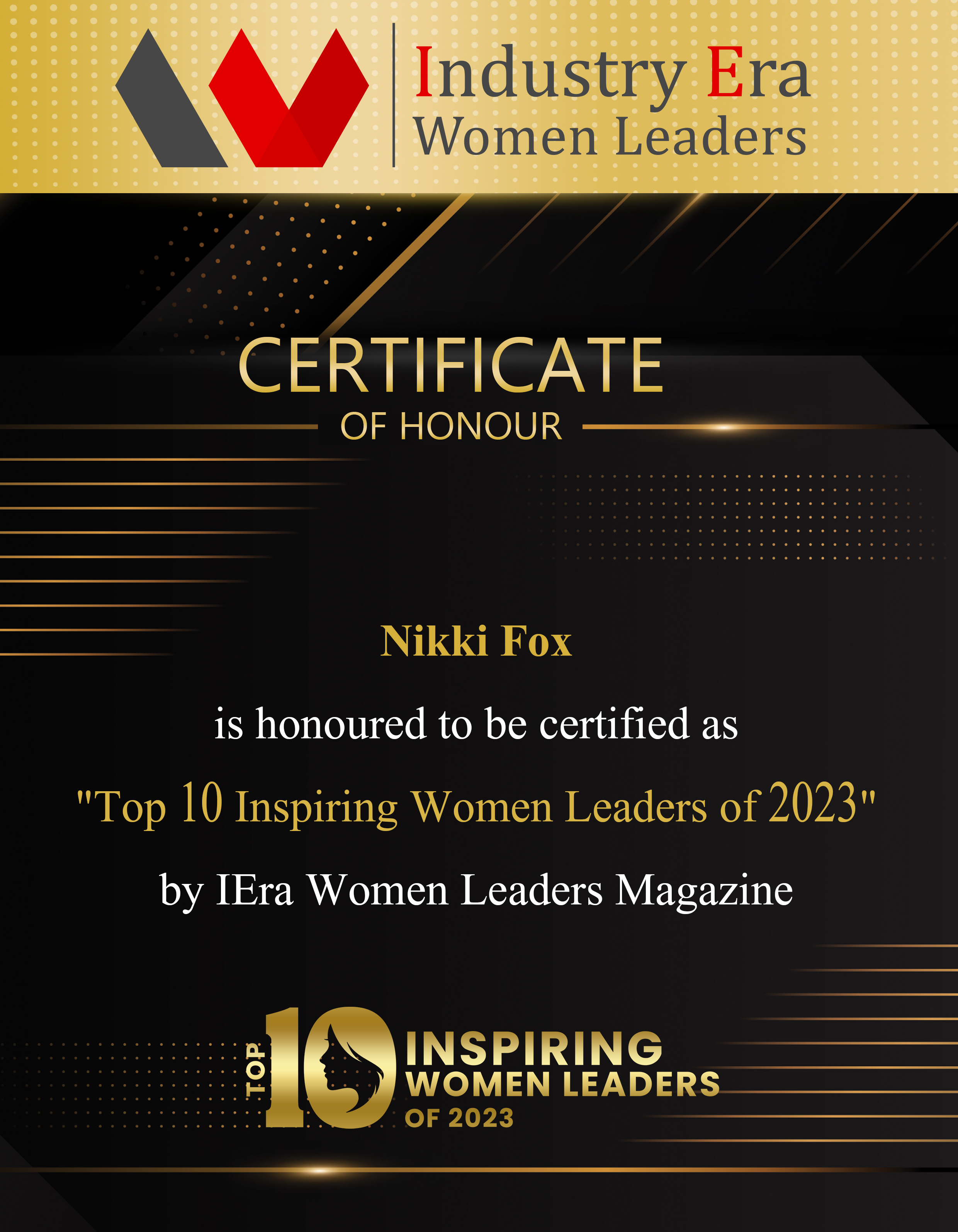 Nikki Fox, Vice President Of Business Development of GLR, Inc., Top 10 Inspiring Women Leaders of 2022