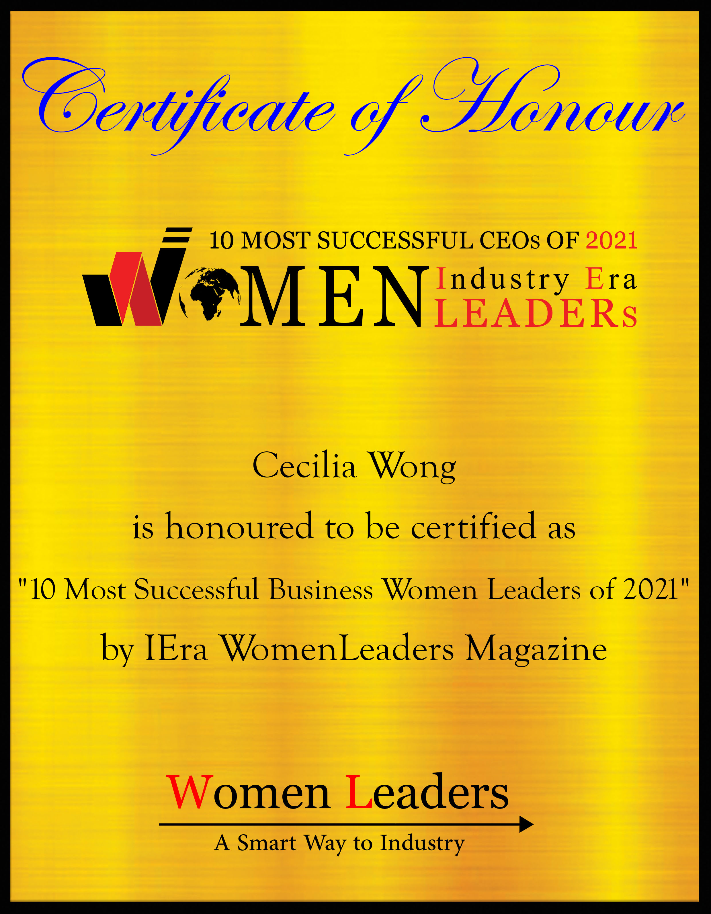 Cecilia Wong, Executive Vice President of Product & Innovations at HGC Global Communications Limited, Most Successful Business Women Leaders of 2021