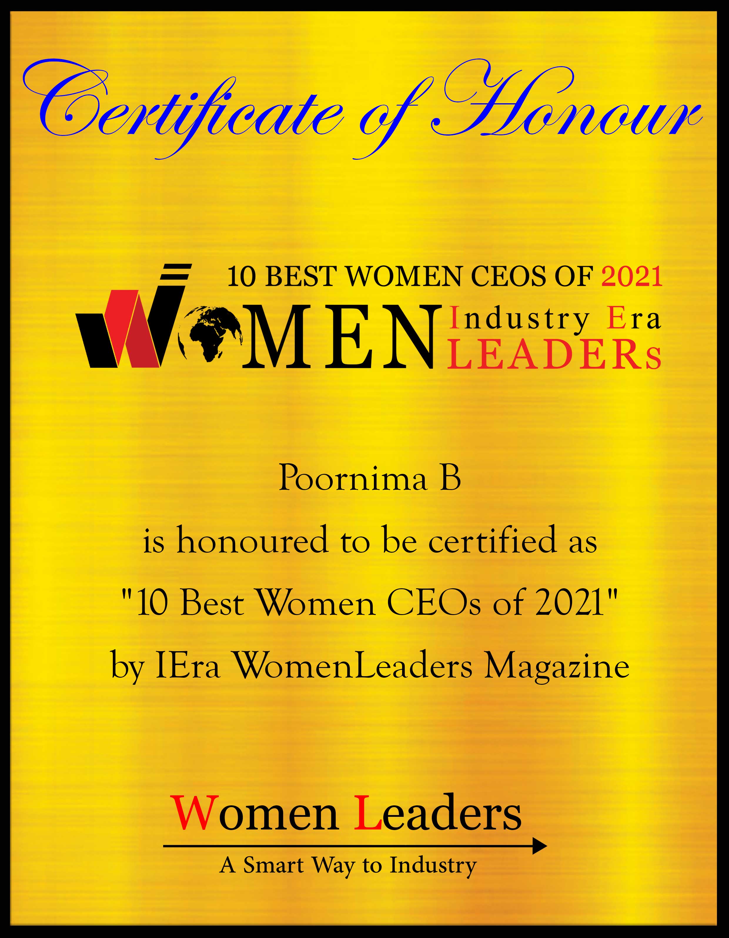 Poornima B, Co-Founder / CEO of InsighTEK Global, Best Women CEOs of 2021