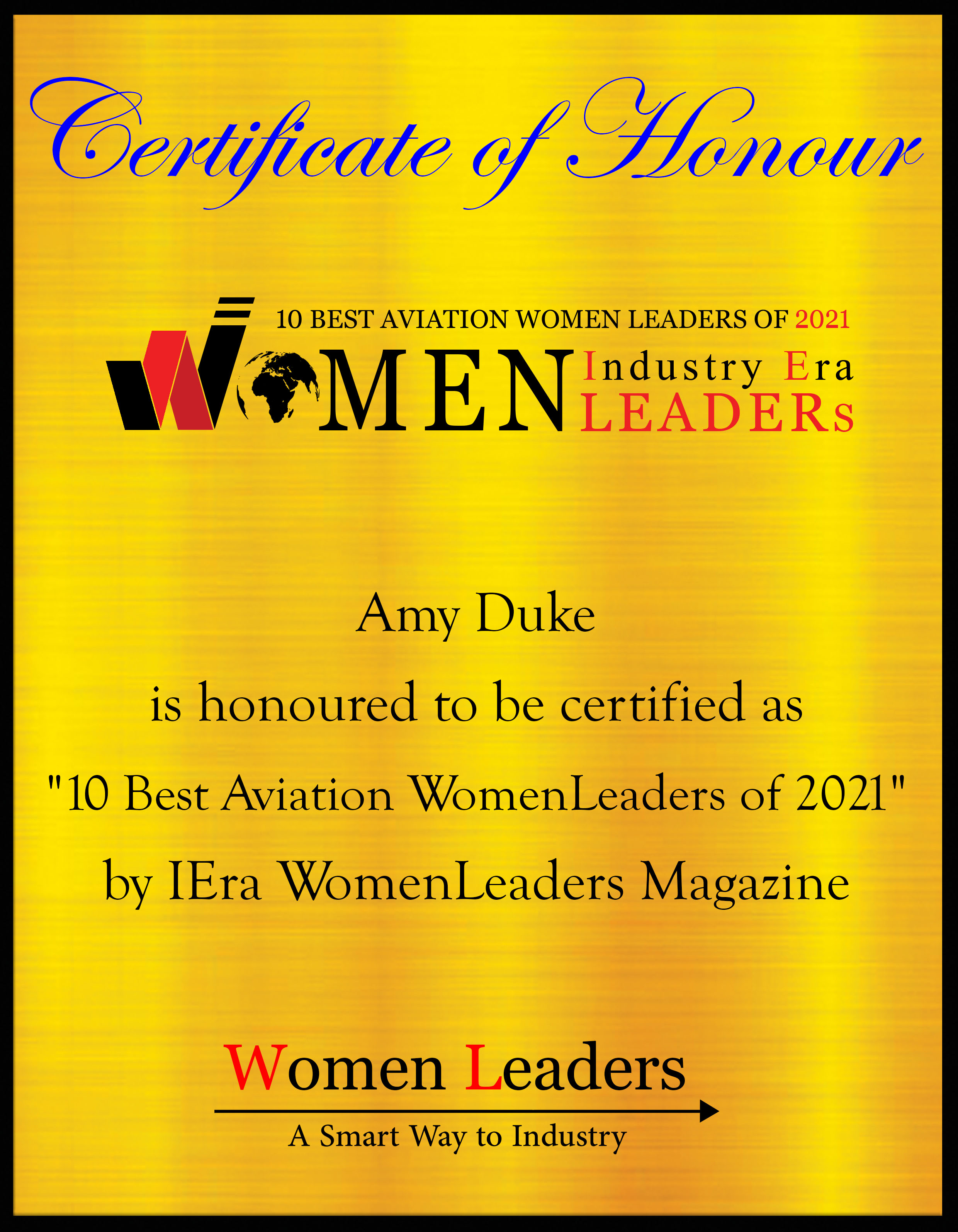 Amy Duke, Managing Director & Accountable Manager at Manhattan Aviation, Most Aviation WomenLeaders of 2021
