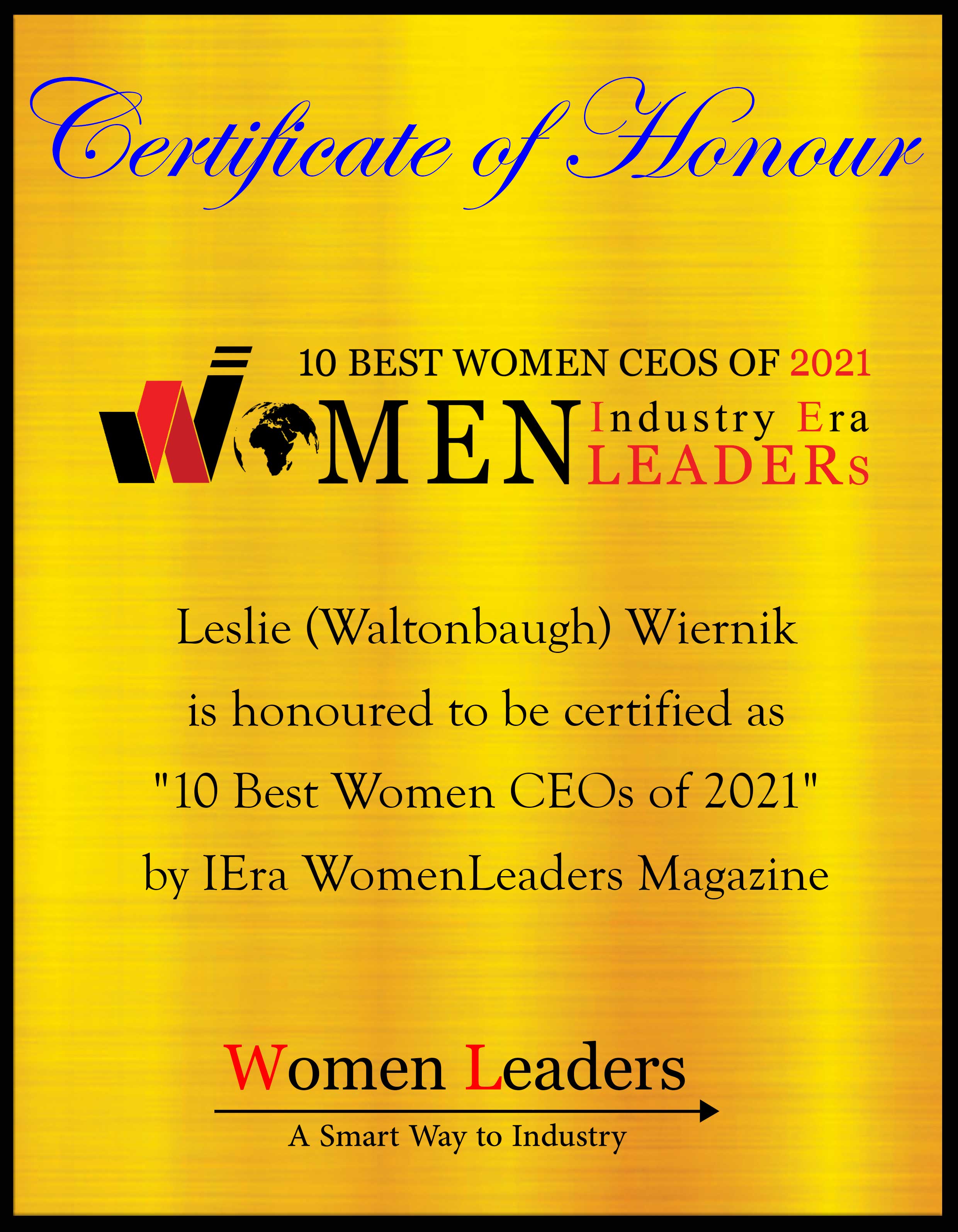 Leslie (Waltonbaugh) Wiernik, CEO of National Association of Subrogation Professionals, Best Women CEOs of 2021