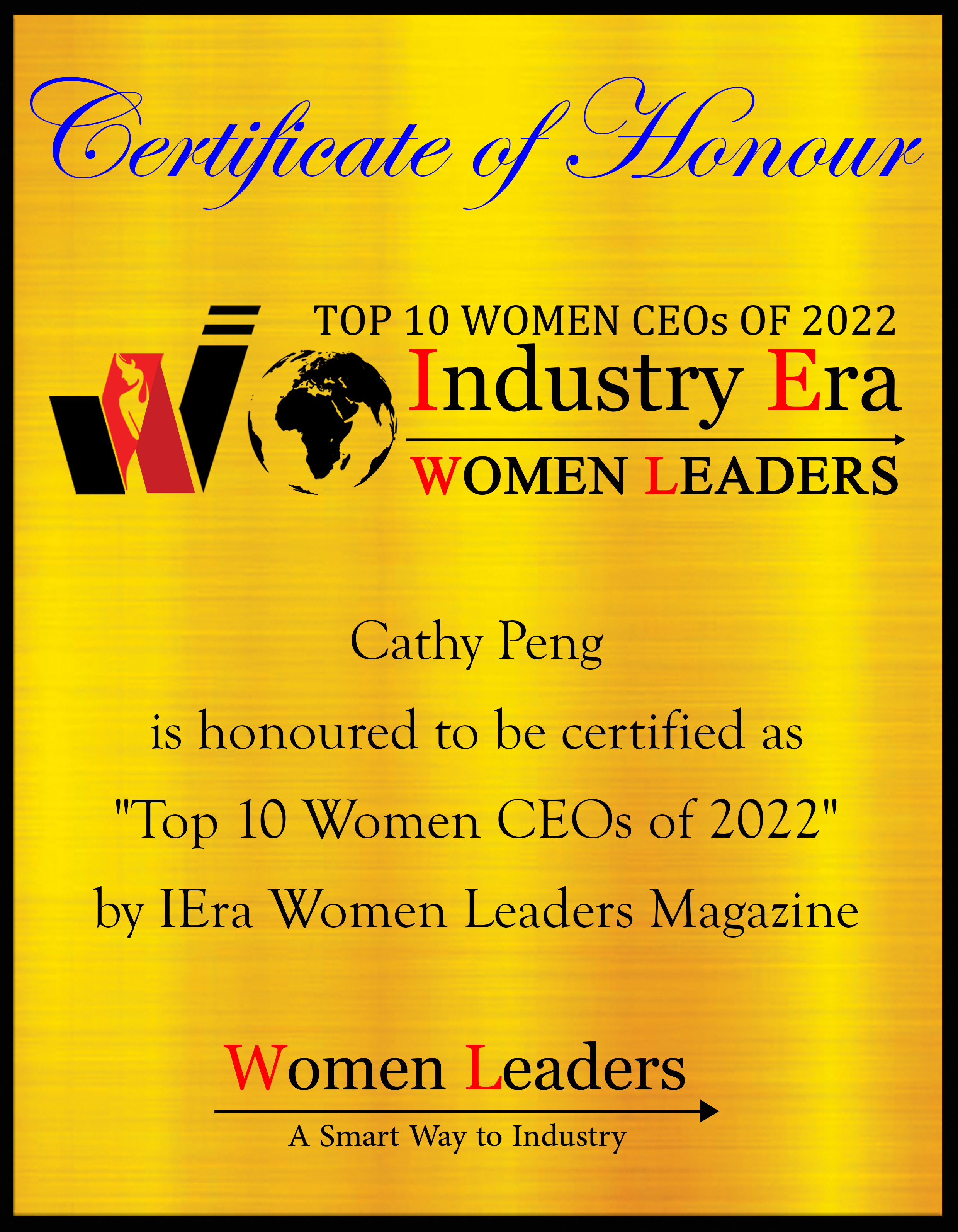 Cathy Peng, CEO of ROCS Global Inc, Top 10 Women CEOs of 2022
