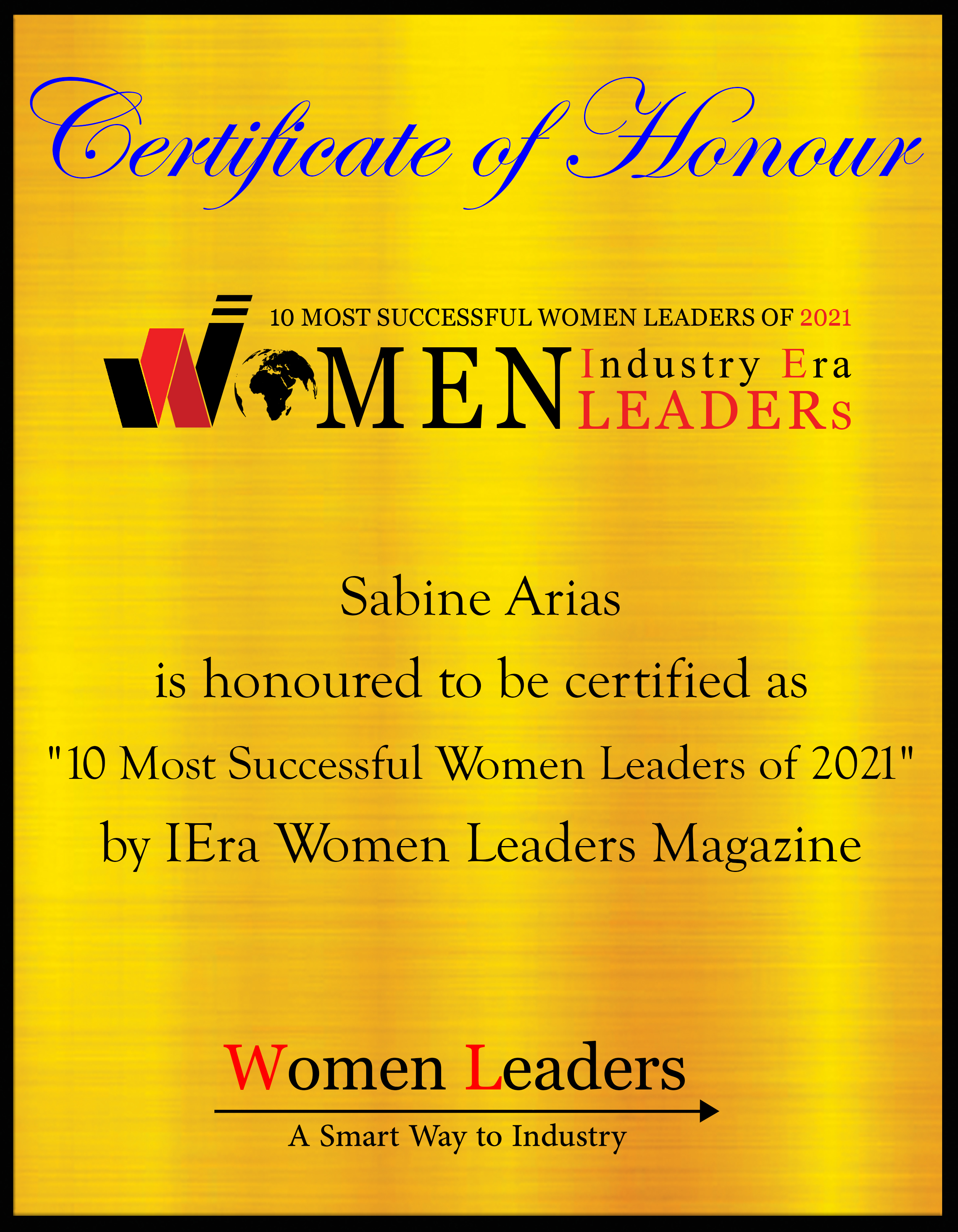 Sabine Arias, Founder and Creative Director of Sabine Arias Brand, Most Successful Women Leaders of 2021