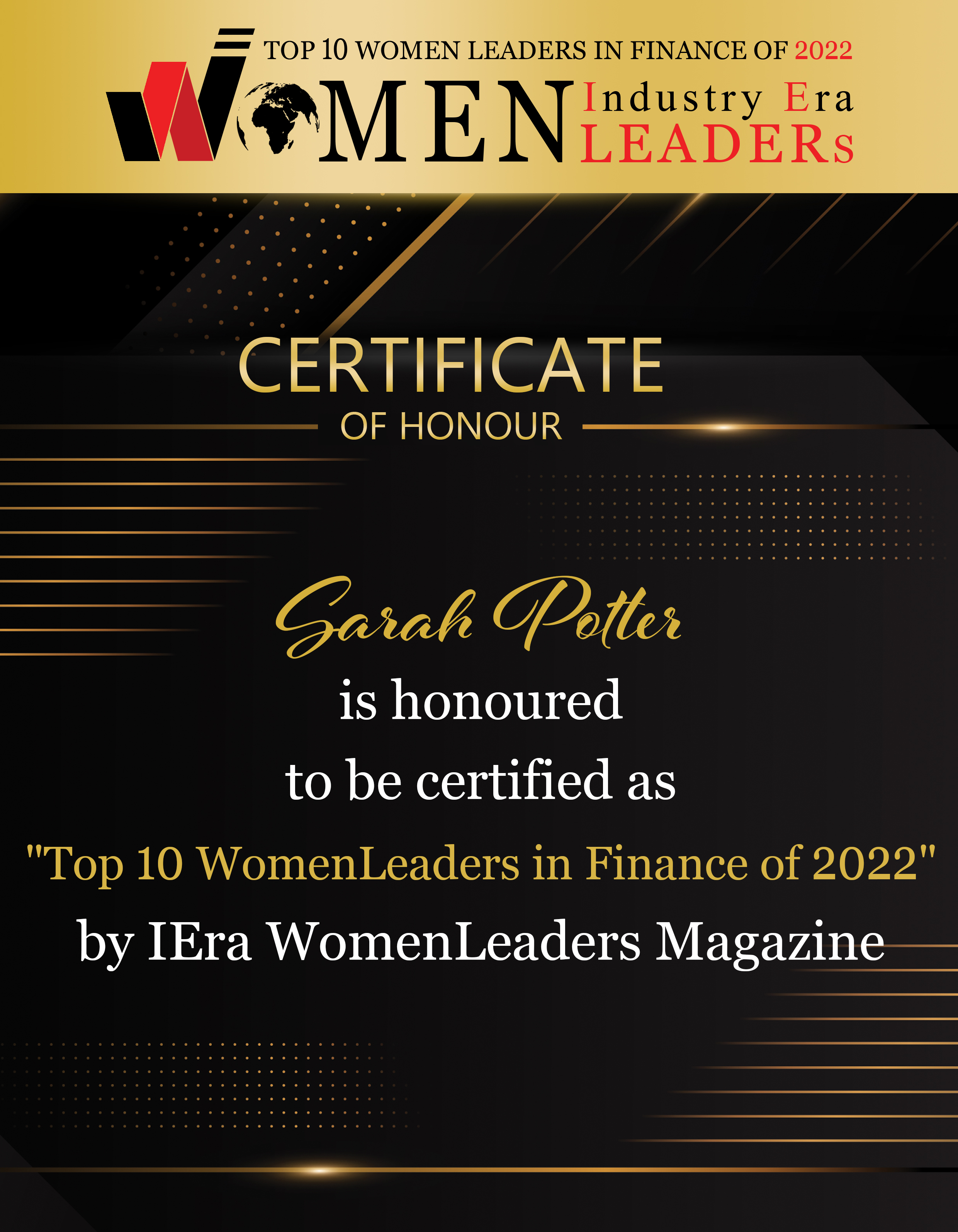 Sarah Potter, Chief Education Officer at TradeStation, Top 10 Women Leaders in Finance of 2022