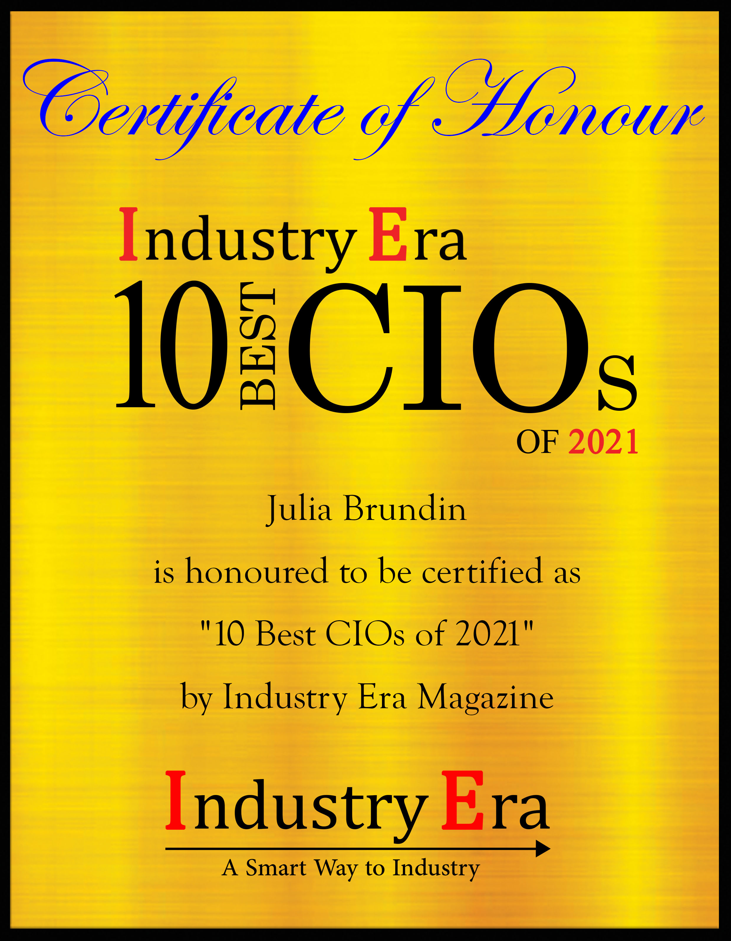 Julia Brundin CIO of Pierce AB, Best CIOs of 2021